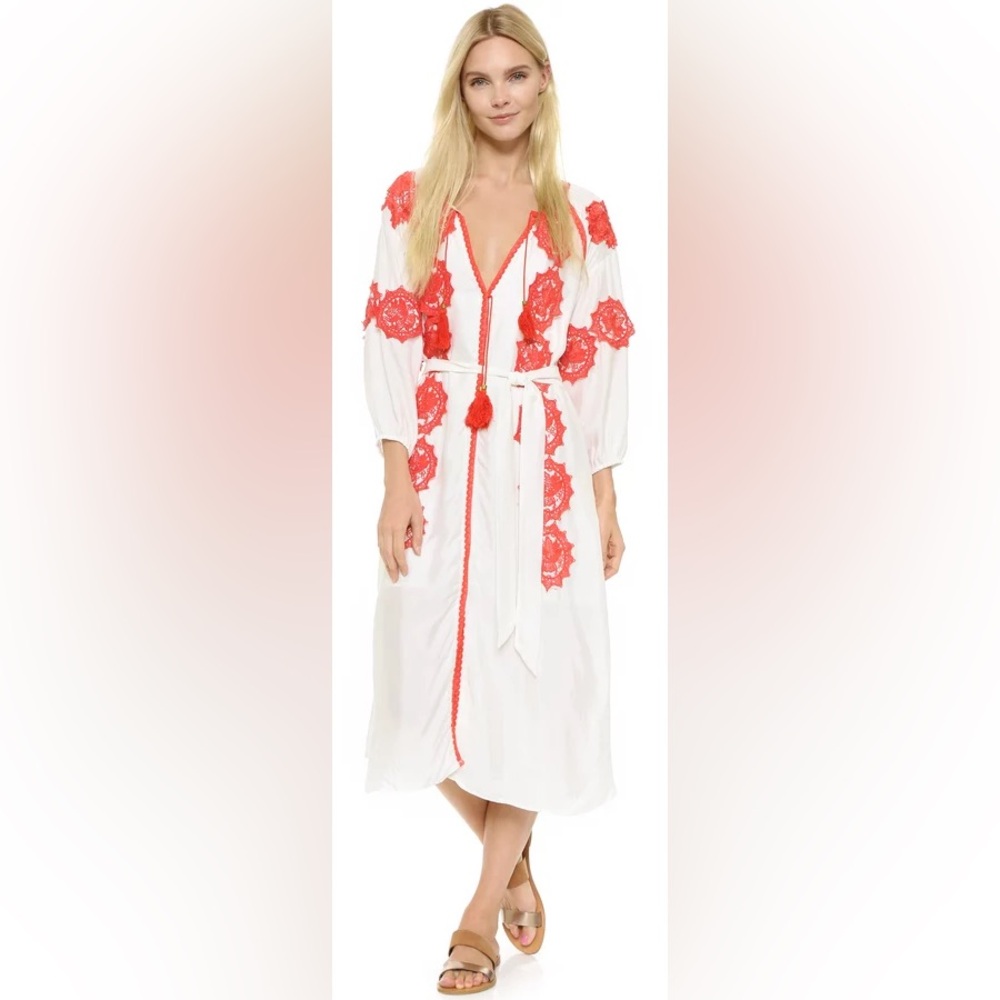 Line & Dot White and Red Floral Dress